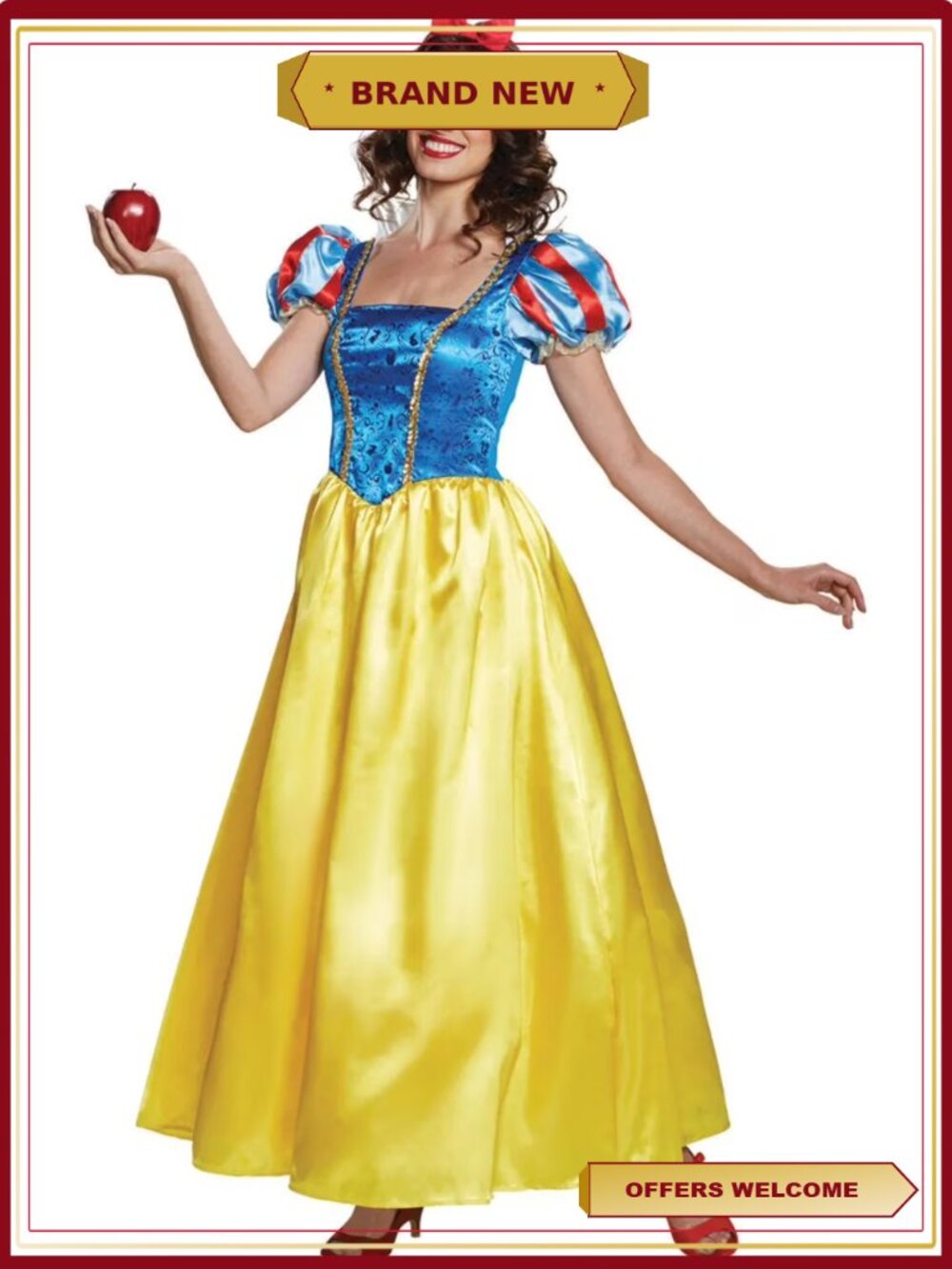 Disney Snow White Deluxe Adult Costume Dress with Headband - Size L